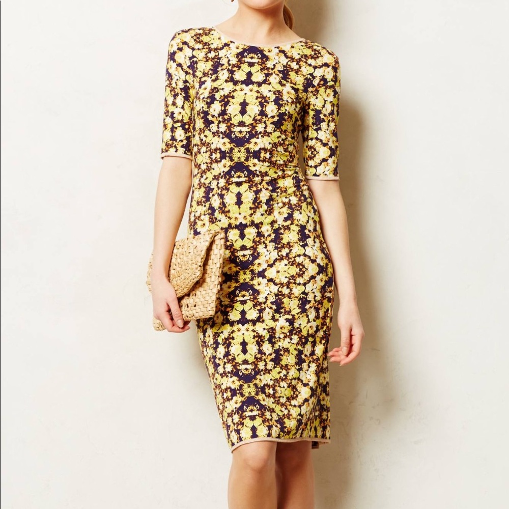 Anthropologie yellow floral dress